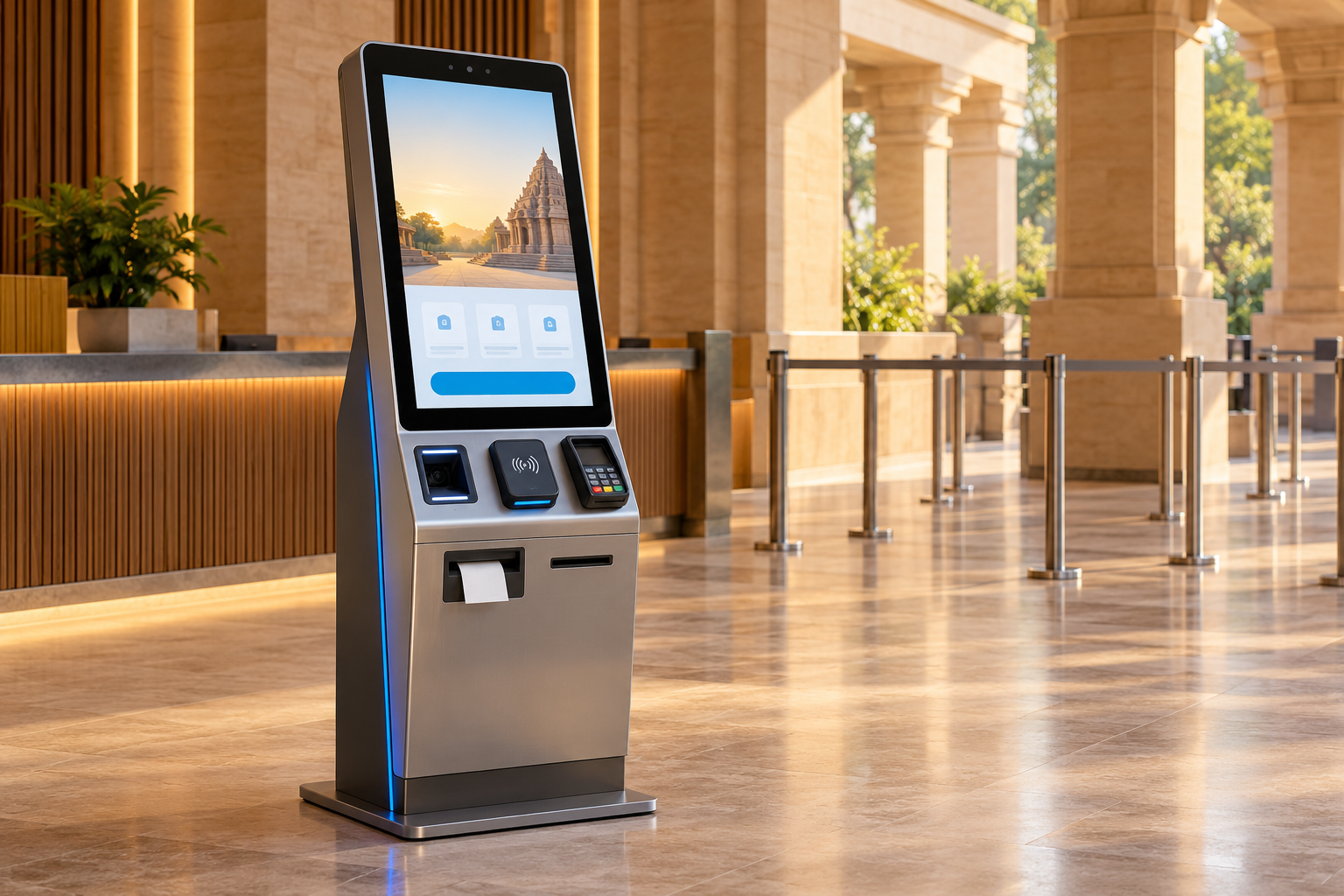 ePay Temple Ticketing Kiosk in a visitor-services foyer